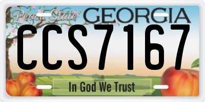GA license plate CCS7167