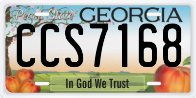 GA license plate CCS7168