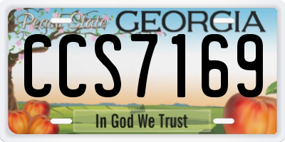 GA license plate CCS7169