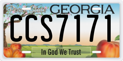 GA license plate CCS7171