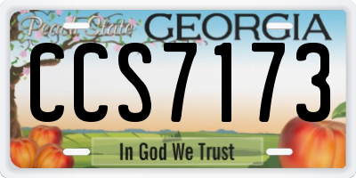 GA license plate CCS7173