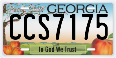 GA license plate CCS7175