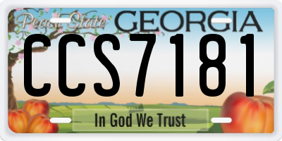 GA license plate CCS7181