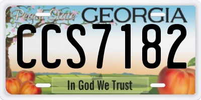 GA license plate CCS7182