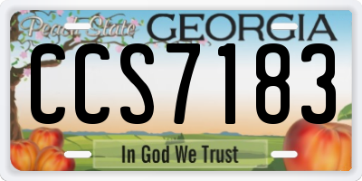GA license plate CCS7183