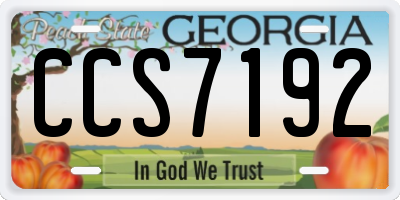GA license plate CCS7192