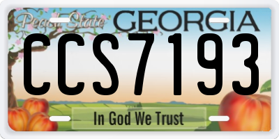 GA license plate CCS7193