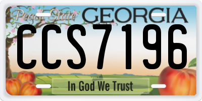 GA license plate CCS7196