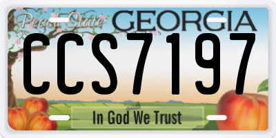 GA license plate CCS7197