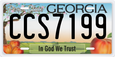 GA license plate CCS7199