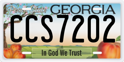 GA license plate CCS7202