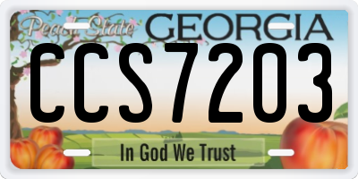 GA license plate CCS7203