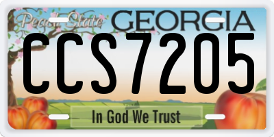 GA license plate CCS7205