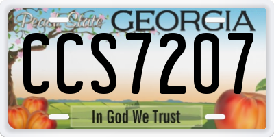 GA license plate CCS7207