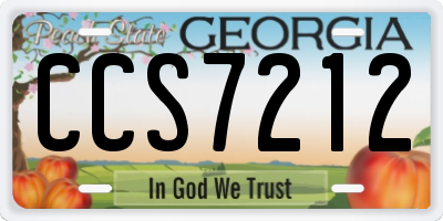 GA license plate CCS7212