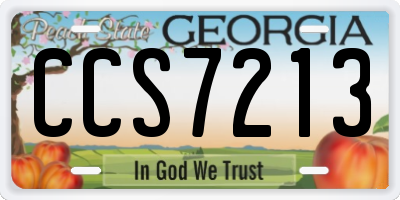 GA license plate CCS7213