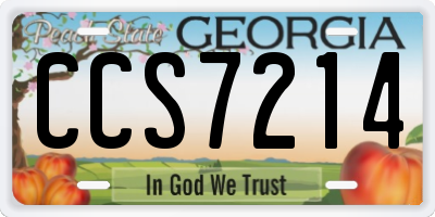 GA license plate CCS7214