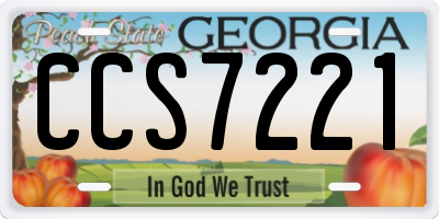GA license plate CCS7221