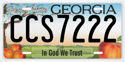GA license plate CCS7222