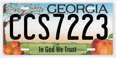 GA license plate CCS7223