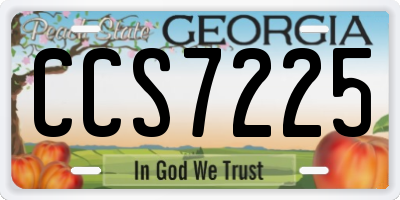 GA license plate CCS7225