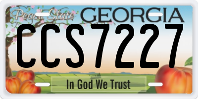 GA license plate CCS7227