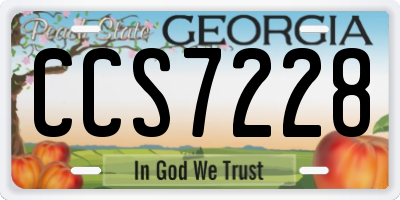 GA license plate CCS7228