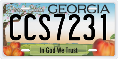 GA license plate CCS7231