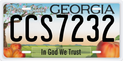 GA license plate CCS7232
