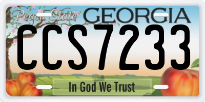 GA license plate CCS7233