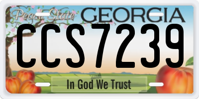 GA license plate CCS7239