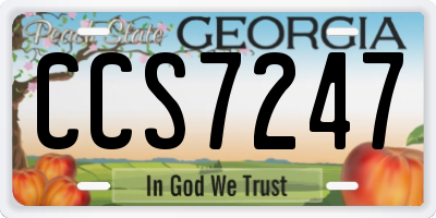 GA license plate CCS7247