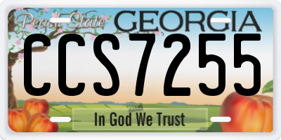 GA license plate CCS7255