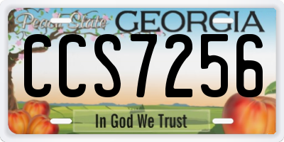 GA license plate CCS7256