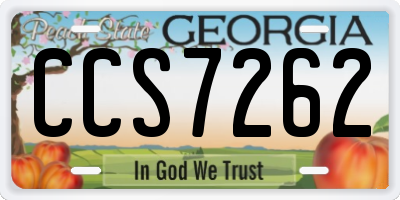 GA license plate CCS7262