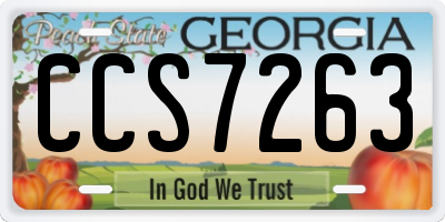 GA license plate CCS7263
