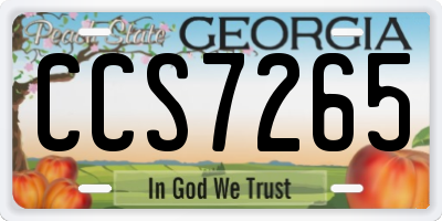 GA license plate CCS7265