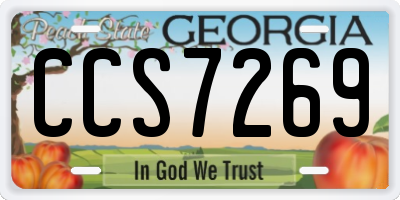 GA license plate CCS7269