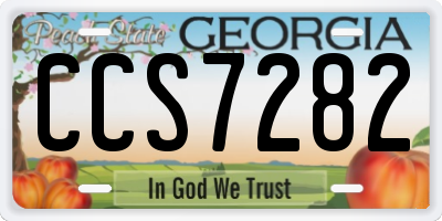 GA license plate CCS7282