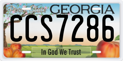 GA license plate CCS7286