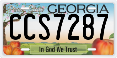 GA license plate CCS7287