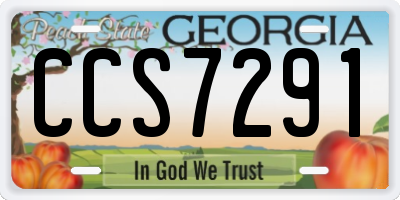 GA license plate CCS7291