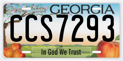GA license plate CCS7293