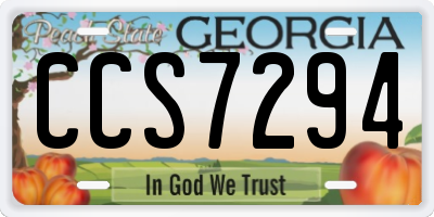 GA license plate CCS7294