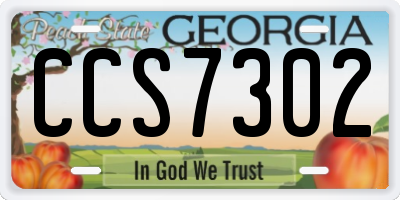 GA license plate CCS7302
