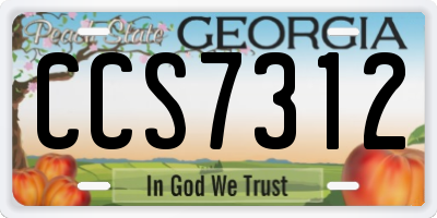 GA license plate CCS7312