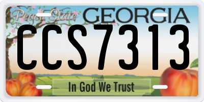 GA license plate CCS7313