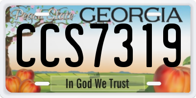 GA license plate CCS7319