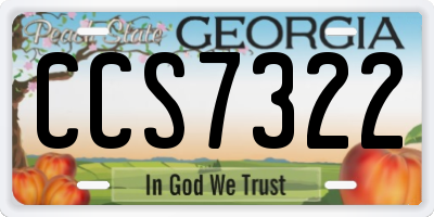GA license plate CCS7322