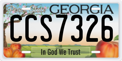 GA license plate CCS7326